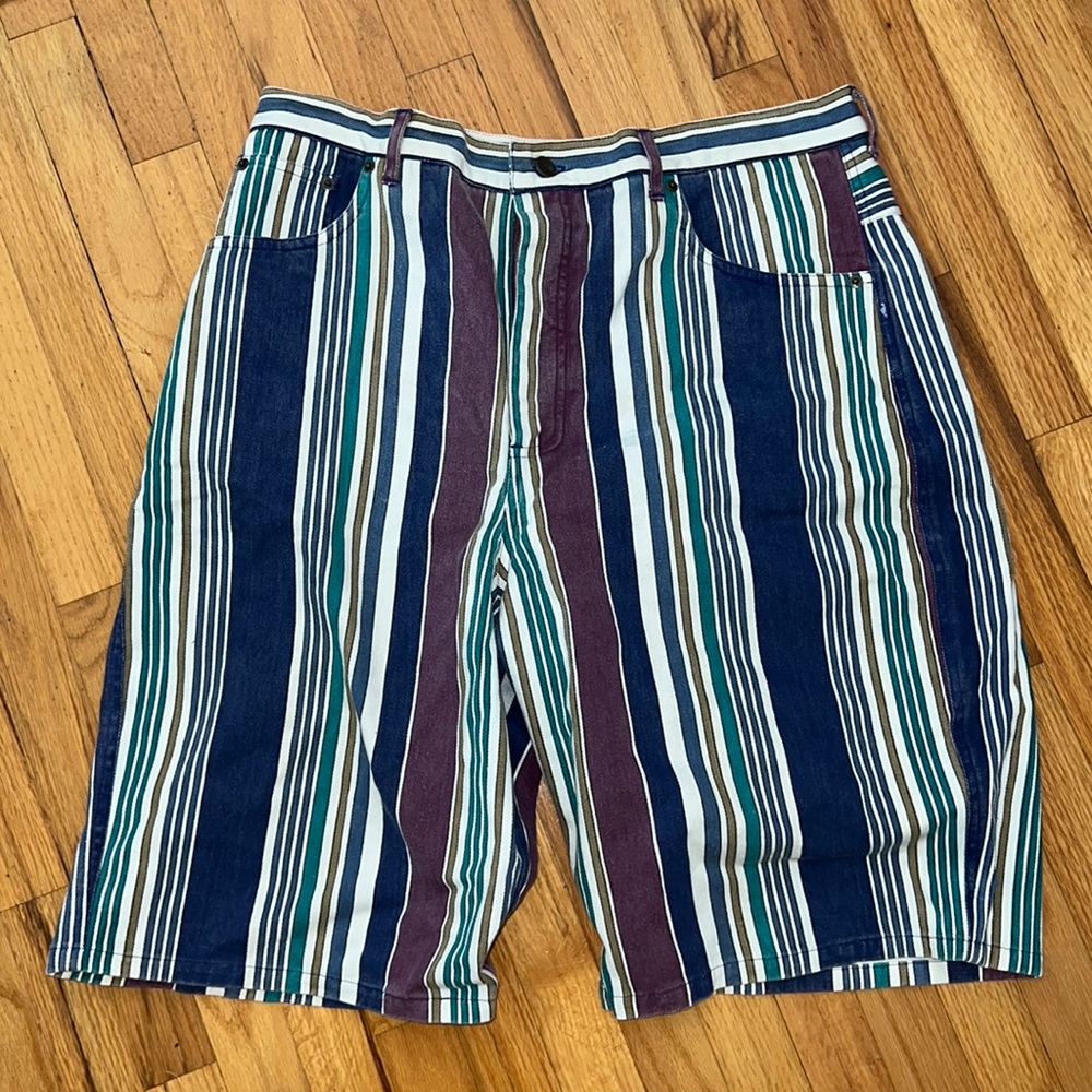 Striped vintage jean shorts